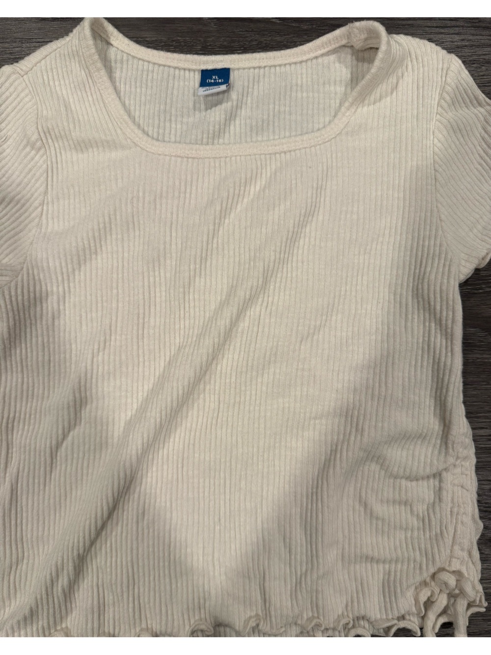 Old Navy Cream Ribbed Square-Neck Short Sleeve Top